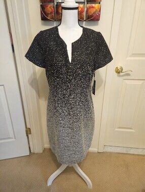 Karl Lagerfeld Black & White Gradient Short Sleeve Dress